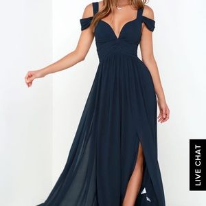 BARIANO OCEAN OF ELEGANCE NAVY BLUE MAXI DRESS